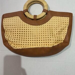 Brown and Tan Woven Handbag